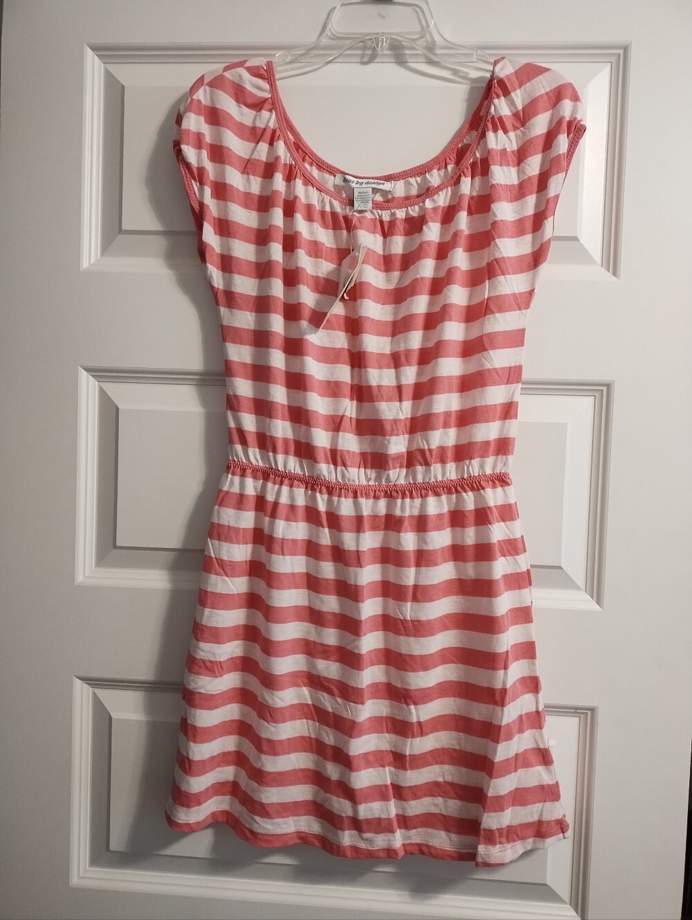 Girls' Pink and White Striped Elastic-Waist Dress
